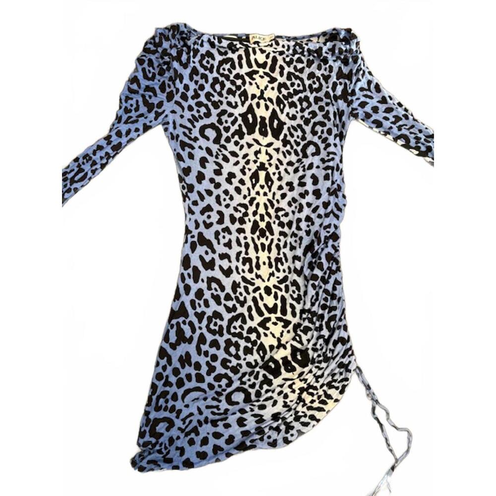 New Alice by Temperly Blue Leopard Print Cinch Dress 10
